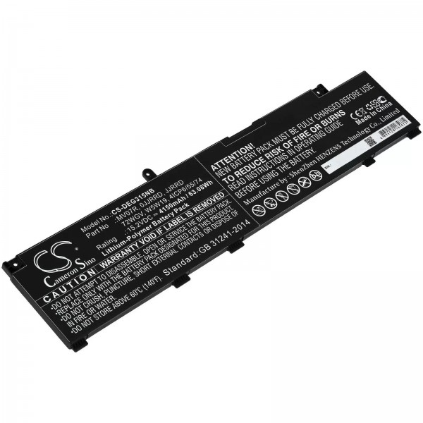 Batterie adaptée pour ordinateur portable Dell G3 15 3500 KJGP7, G5 15 5500, G7 7790, type MV07R et autres - 15,2 V - 4150 mAh