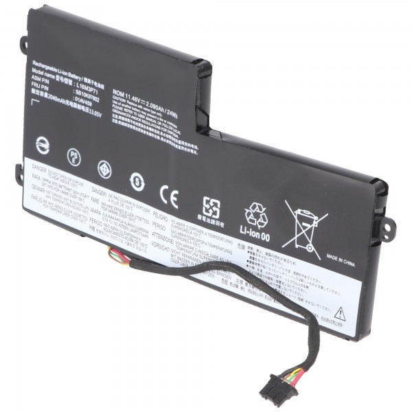 Batterie adaptée pour Lenovo ThinkPad T440s, Li-Polymer, 11.46V, 2090mAh, 24Wh - interne