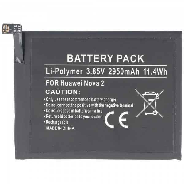 Batterie pour Huawei Nova 2, Li-Polymer, 3.85V, 2950mAh, 11.4Wh, intégrée, sans outil