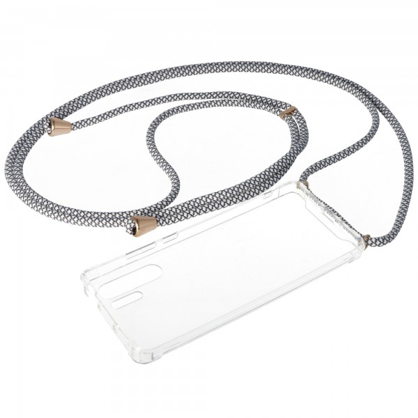 Étui pour collier adapté à Huawei P30 PRO, étui pour smartphone avec cordon gris, blanc à fixer