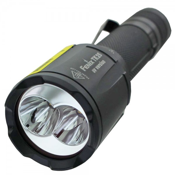 Lampe de poche à DEL Fenix TK25UV avec DEL blanche et lampe à DEL UV, y compris 2 piles au lithium CR123A