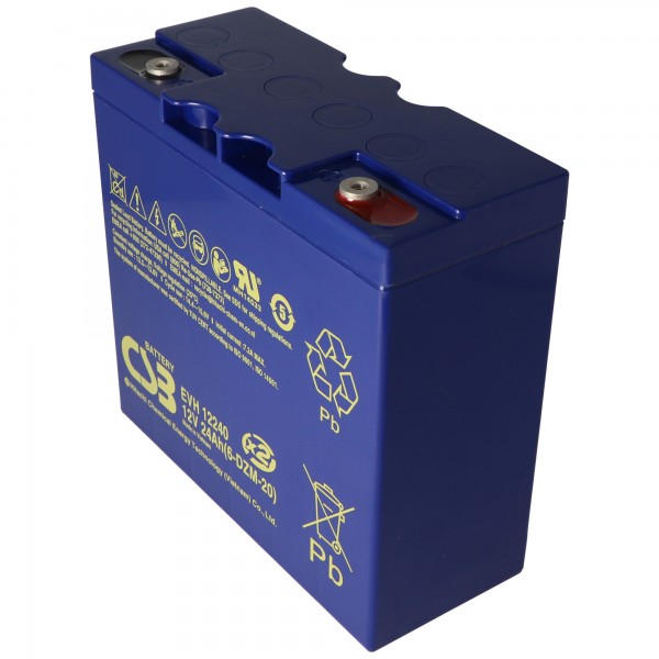 CSB-EVH12240 Batterie au plomb-acide 12 V AGM 24 Ah, 181x76,2x178mm filetage intérieur M5 À l'épreuve du cycle + en veille