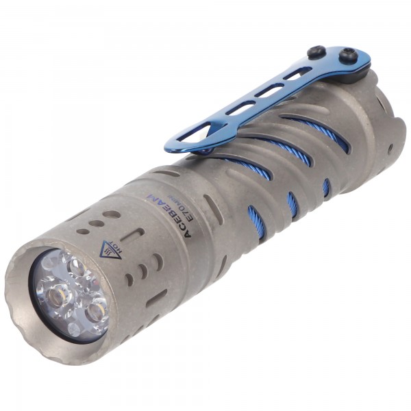 Lampe de poche LED AceBeam E70 Mini Titan avec 1 500 lumens, y compris une batterie 18650 Li-Ion 3100 mAh