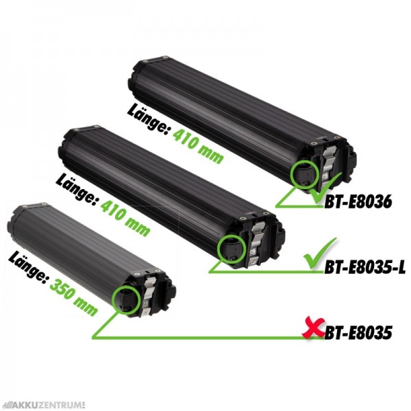 Batterie de vélo électrique SHIMANO STEPS InTube batterie BT-E8036 36V 17,5Ah noir (I-BTE8036A) - longue - entièrement intégrée (InFrame, InTube)