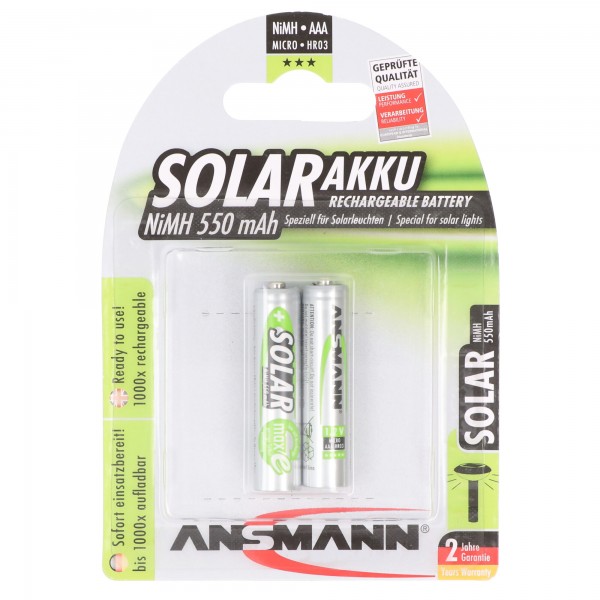 Ansmann Solar Mirco / AAA Vert pack de 2 parfait pour les lampes solaires