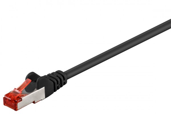 Câble patch CAT 6, S / FTP (PiMF), noir, 2 m LSZH sans halogène, cuivre