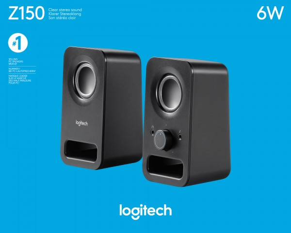 Logitech Speaker Z150, audio, stéréo 2.0, 6W noir, vente au détail