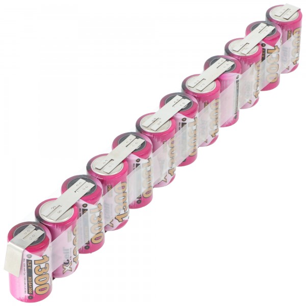 Pack de batteries 14,4 Volt avec 1300mAh composé de 12 batteries NiMH 2 / 3A de 83mm x 68mm x 17mm