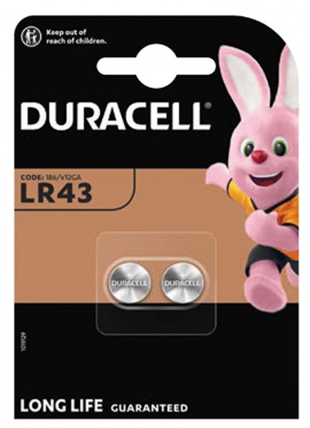 Duracell LR43-V12GA, 186, 84, LR1142 pile bouton 2 pack
