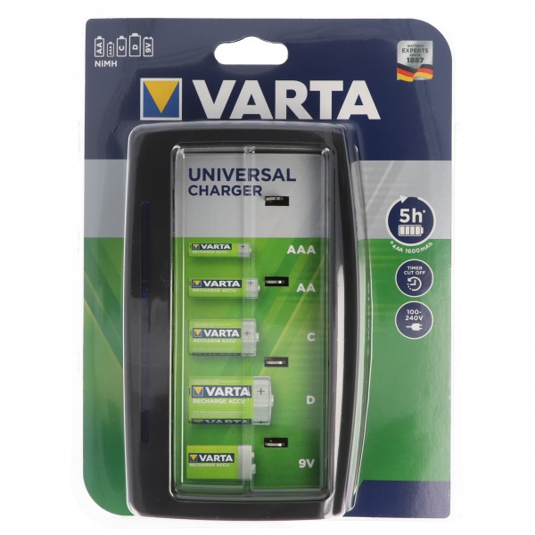 Chargeur universel Varta Easy Energy pour piles rechargeables AAA, AA, C, D et 9V