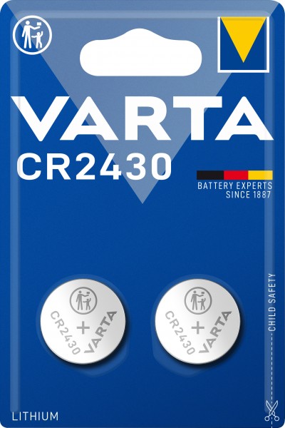 Batterie au lithium Varta, pile bouton, CR2430, électronique 3V, blister de vente au détail (paquet de 2)