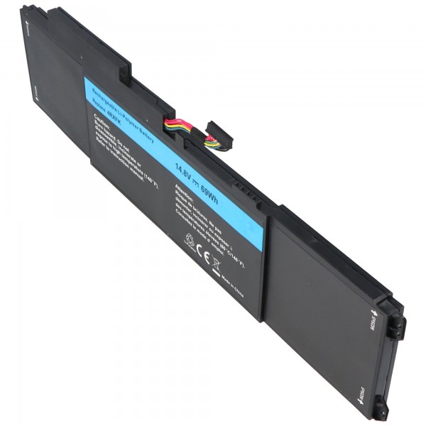 Batterie pour Dell série XPS L421x, Li-Polymer, 14.8V, 4660mAh, 69Wh, intégrée, sans outils