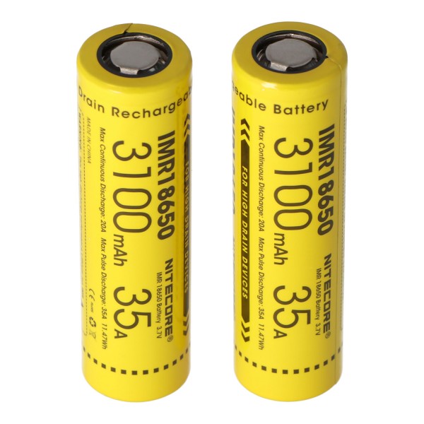 Batterie Nitecore 18650IMR Li-Ion 3100mAh / 35A, jeu de 2 pièces
