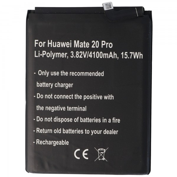Batterie pour Huawei Mate 20 Pro, Li-Polymer, 3.82V, 4100mAh, 15.7Wh, intégrée, sans outil