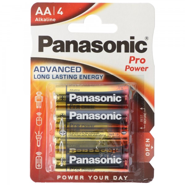 Panasonic Pro Power AA Mignon, LR6 blister alcalin 4 piles LR6PPG / 4