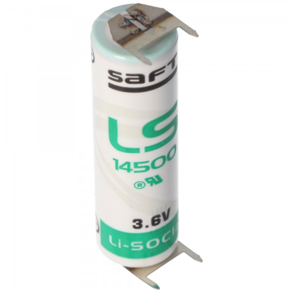 Batterie au lithium Saft LS14500 AA 3,6 volts avec connexion d'impression, LS14500 LiSOCI2 2600mAh double impression - / double impression +