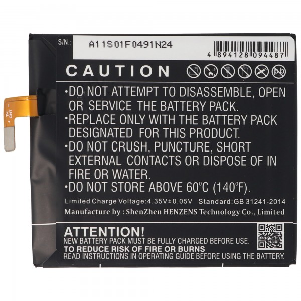 Batterie pour Sony Ericsson XPERIA T3, Li-Polymer, 3.8V, 2500mAh, 9.5Wh, intégrée, sans outil
