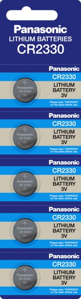 Batterie au lithium Panasonic, pile bouton, CR2330, électronique 3 V, alimentation au lithium, blister de vente au détail (paquet de 5)
