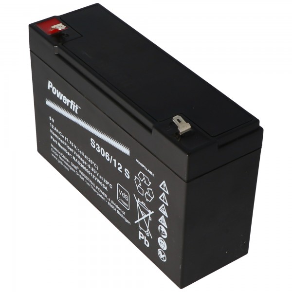 Batterie Exide Powerfit S306 / 12S au plomb avec Faston 4.8mm 6V, 12000mAh