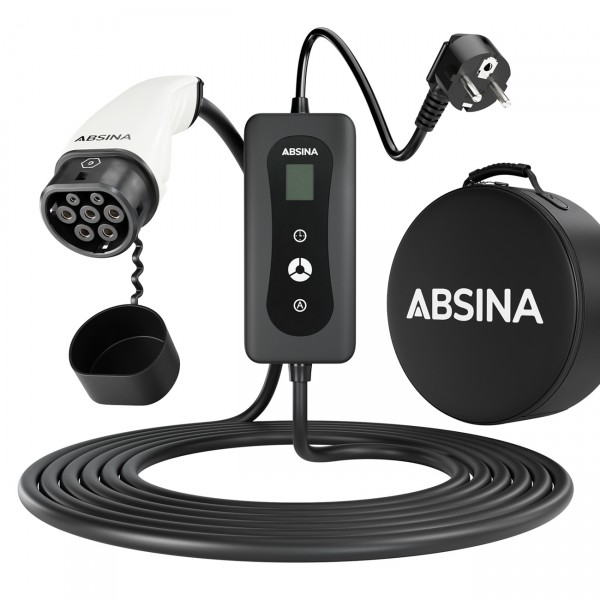 Câble de recharge Absina pour voitures électriques, prise SchuKo vers type 2, 3,7 kW, pour recharger les véhicules électriques et hybrides