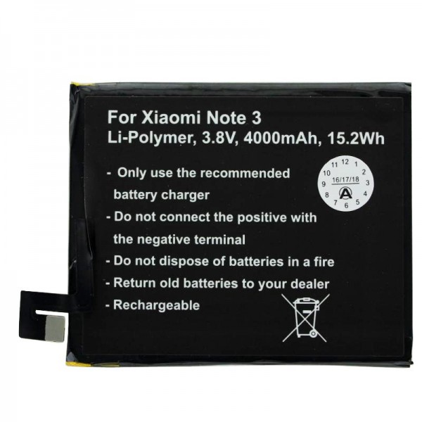 Batterie pour Xiaomi Note 3 batterie BM46, Xiaomi Note 3 Dual Sim 3,8 Volt 4000mAh