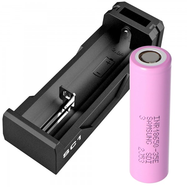 Batterie et chargeur adaptés au dispositif complémentaire de vision nocturne Pard NV007A Batterie Li-ion 18650 avec 3,7 volts 3500mAh