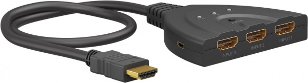 Commutateur Goobay HDMI™ 3 à 1 (4K @ 60 Hz) - pour basculer entre 3 appareils HDMI™ connectés à 1 écran HDMI™