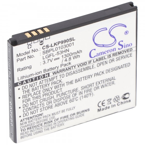 Batterie compatible LG P990 de AccuCell LGFL-53HN, SBPL0103001, 1400mAh