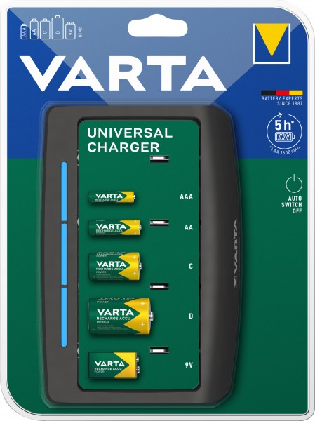Batterie Varta NiMH, chargeur universel sans batteries, pour AA/AAA/C/D/9V