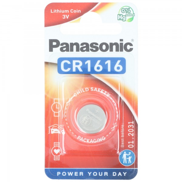 Batterie au lithium Panasonic, pile bouton, CR1616, électronique 3 V, alimentation au lithium, blister de vente au détail (1 paquet)