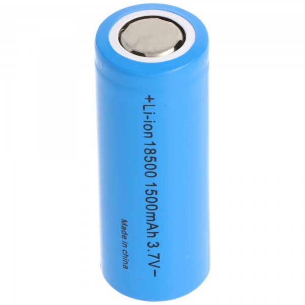 Batterie Li-Ion 18500 avec 3,6-3,7 volts, 18500-A1, 1500 mAh, pôle positif plat