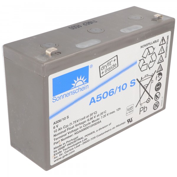 Batterie au plomb Sonnenschein Dryfit A506 / 10.0S, connexion 4.8mm, VDS G