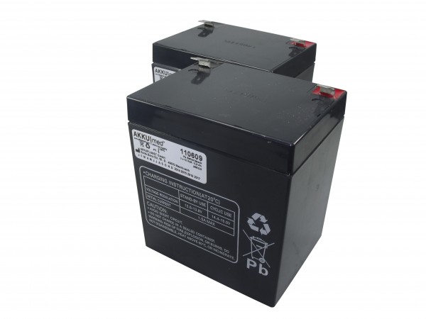 Batterie rechargeable au plomb adaptée à Lifter RMT Primo / Cielo V4 2x12 V 5,0 Ah conforme CE