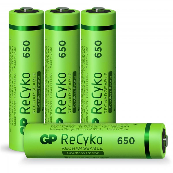 Pile AAA GP NiMH 650 mAh ReCyko DECT 1.2V 4 pièces, Micro AAA LR03, Batteries par taille, Batteries
