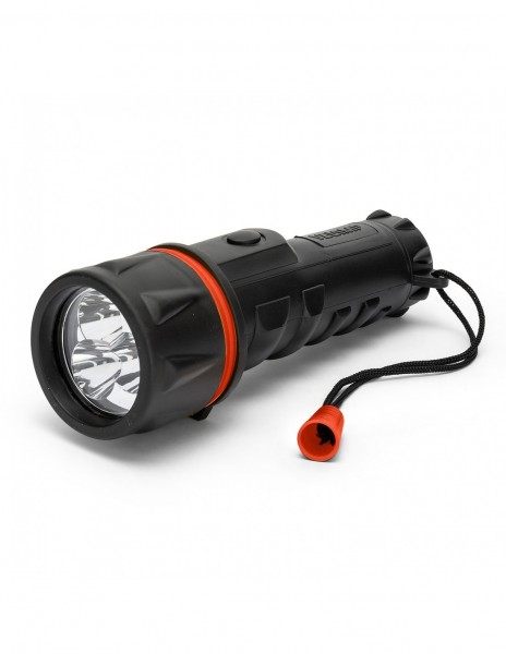 Lampe de poche en caoutchouc Velamp LED, 3 LED, étanche, avec dragonne, piles incluses