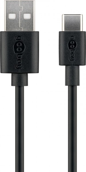 Câble de chargement et de synchronisation USB-C pour tous les appareils dotés d'un port USB-C, 3 mètres, noir
