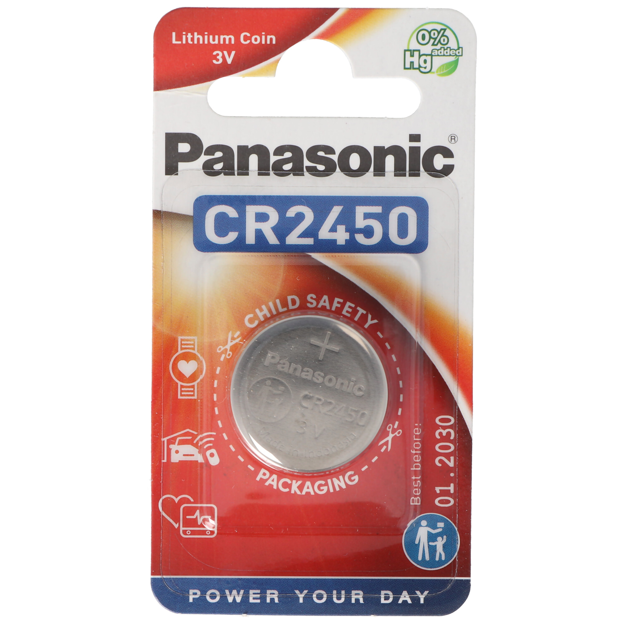 Panasonic CR2450 Pile Lithium IEC CR 2450 EL, Piles bouton au lithium, Piles au lithium, Piles