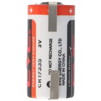 EVE CR17335 Pile au lithium 3V avec cosses à souder ou palette de soudage sélectionnable mit Lötfahne in U-Form