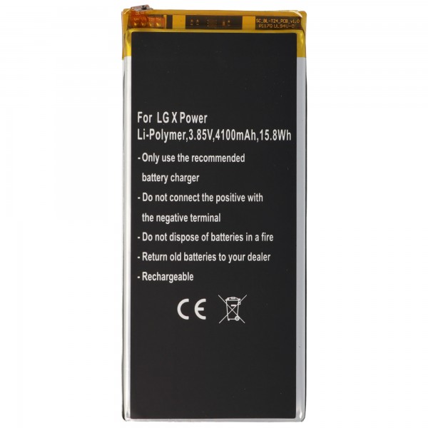 Batterie pour LG X Power, Li-Polymer, 3.85V, 4100mAh, 15.8Wh, intégrée, sans outil
