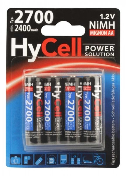 Batterie HyCell NiMH, type 2700 Mignon 2400mAh, blister de 4