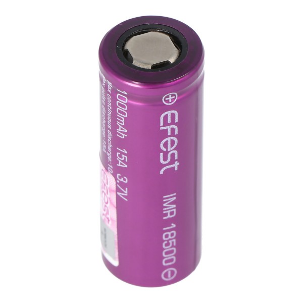 Efest Purple IMR18500 - 1000mAh 3.7V (pôle positif à plat, non protégé)