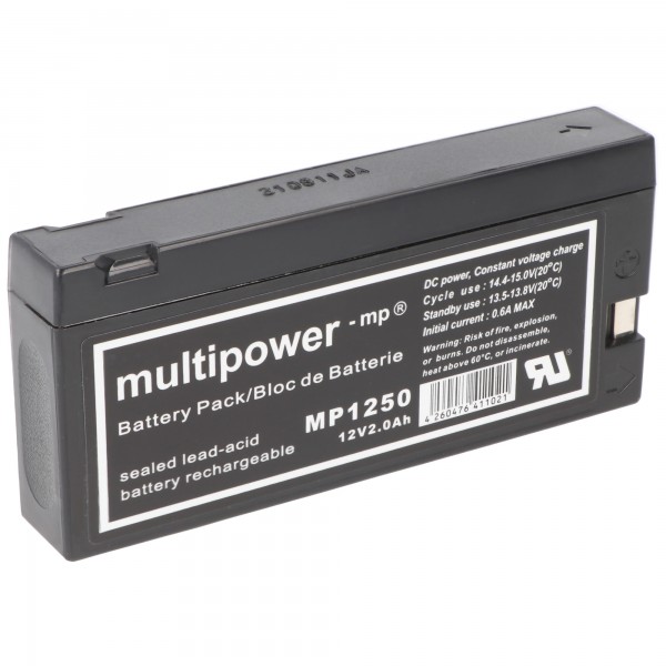 Multipower MP1250 12V 2Ah remplace la batterie plomb LC-SD122PG batterie plomb gel AGM