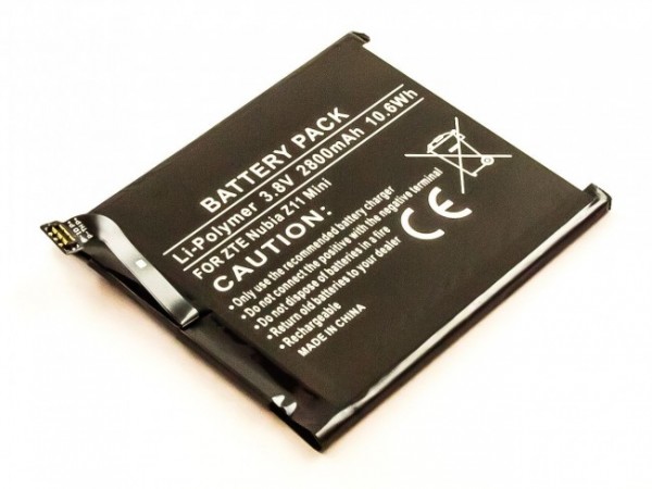 Batterie pour ZTE Nubia Z11 Mini, Li-Polymer, 3.8V, 2800mAh, 10.6Wh, intégrée, sans outil