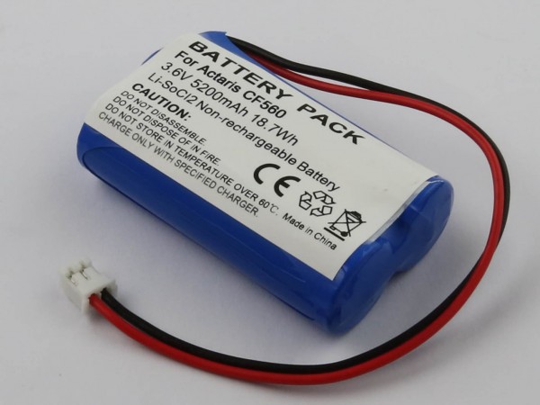 Batterie adaptée pour Actaris CF560, WILPA2119, LiSoCI2, 3,6V, 5200mAh, 18,7Wh - non rechargeable