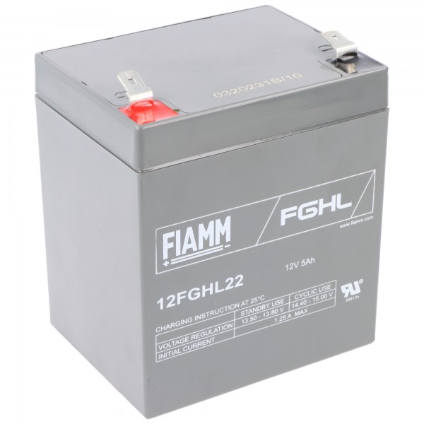 Batterie au plomb Fiamm 12FGHL22 avec Faston 6,3 mm 12V, 5000mAh