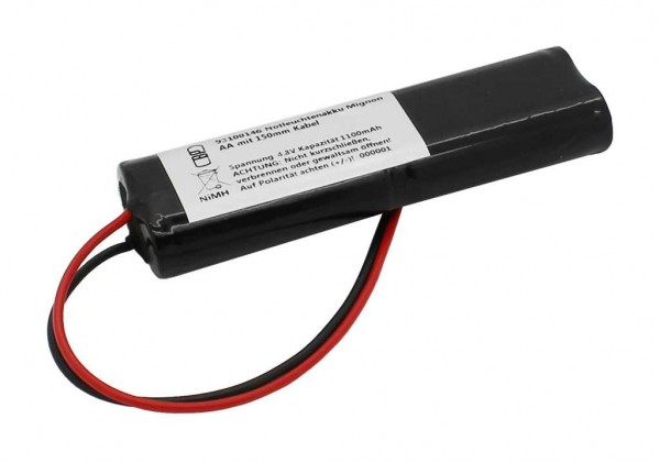 Batterie éclairage de secours NiMH 4.8V 1100mAh L2x2 Mignon AA avec câble 150mm