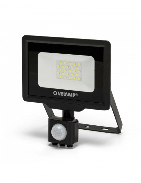 Velamp PADLIGHT5, spot LED SMD 20W IP44, noir, 6500K. Avec capteur infrarouge