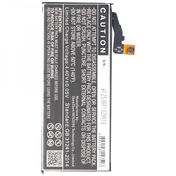 Batterie pour Sony XPERIA XZ1, Li-Polymer, 3.8V, 2600mAh, 11.4Wh, intégrée, sans outil