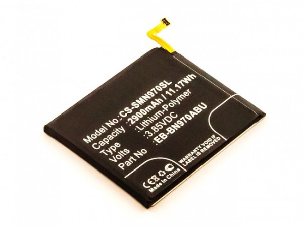 Batterie adaptéee pour Samsung Galaxy Note 10, Li-Polymer, 3.85V, 2900mAh, 11.2Wh, intégrée, sans outils