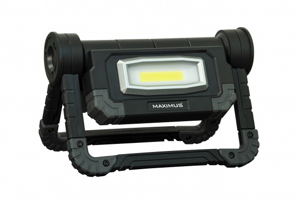 Lampe de travail à LED Maximus M-WKL-019B-DU avec 2x LED de 10 watts, 1000 lumens, fonctionnant sur piles avec 4x piles AA